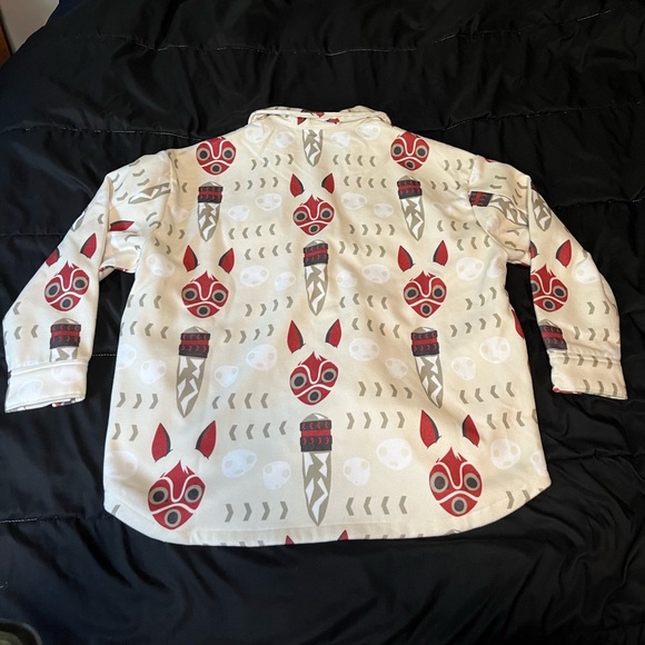 Princess Mononoke Fleece Shirt Jacket Women's XL Beige San's Mask Anime 1997 - Picture 5 of 13